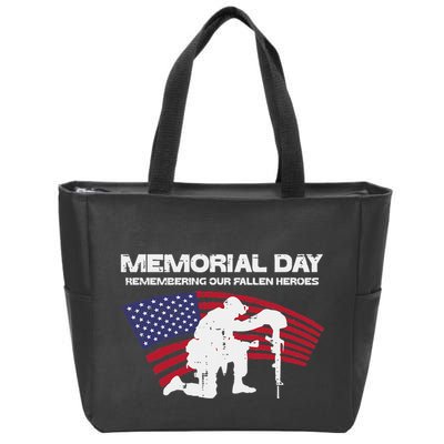 Memorial Day Remembering Our Fallen Heroes Us Flag Zip Tote Bag