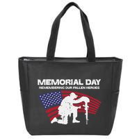 Memorial Day Remembering Our Fallen Heroes Us Flag Zip Tote Bag