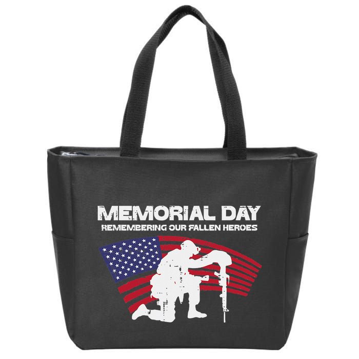 Memorial Day Remembering Our Fallen Heroes Us Flag Zip Tote Bag