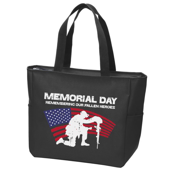Memorial Day Remembering Our Fallen Heroes Us Flag Zip Tote Bag