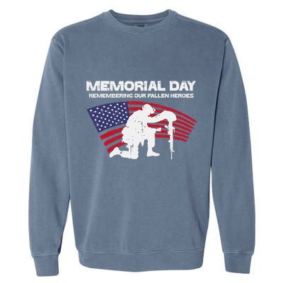 Memorial Day Remembering Our Fallen Heroes Us Flag Garment-Dyed Sweatshirt