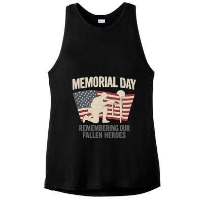 Memorial Day Remembering Our Fallen Heroes Ladies PosiCharge Tri-Blend Wicking Tank
