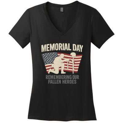 Memorial Day Remembering Our Fallen Heroes Women's V-Neck T-Shirt
