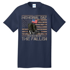 Memorial Day Remember The Fallen Veteran Military Camouflage Tall T-Shirt