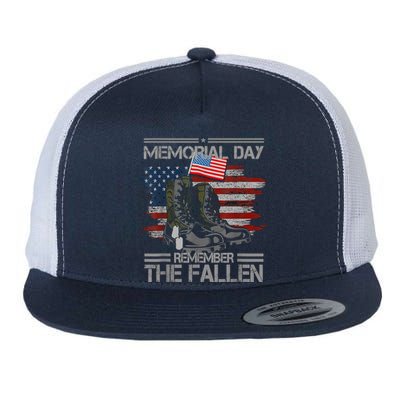 Memorial Day Remember The Fallen Veteran Military Vintage Flat Bill Trucker Hat