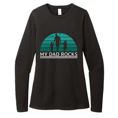 My Dad Rocks Rock And Roll Funny Gift For Fathers Day Gift Womens CVC Long Sleeve Shirt