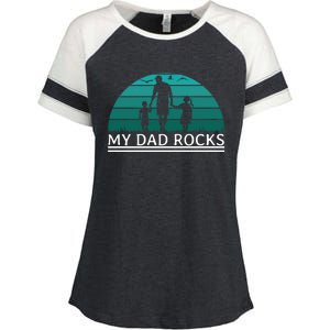 My Dad Rocks Rock And Roll Funny Gift For Fathers Day Gift Enza Ladies Jersey Colorblock Tee