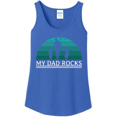 My Dad Rocks Rock And Roll Funny Gift For Fathers Day Gift Ladies Essential Tank