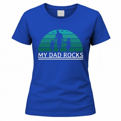 My Dad Rocks Rock And Roll Funny Gift For Fathers Day Gift Women's T-Shirt