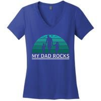 My Dad Rocks Rock And Roll Funny Gift For Fathers Day Gift Women's V-Neck T-Shirt