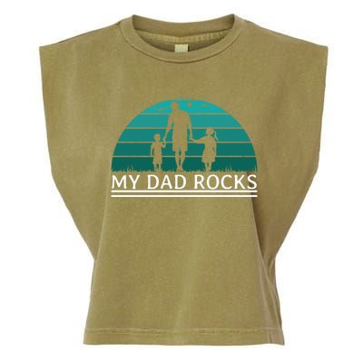 My Dad Rocks Rock And Roll Funny Gift For Fathers Day Gift Garment-Dyed Women's Muscle Tee