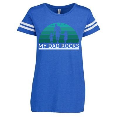 My Dad Rocks Rock And Roll Funny Gift For Fathers Day Gift Enza Ladies Jersey Football T-Shirt