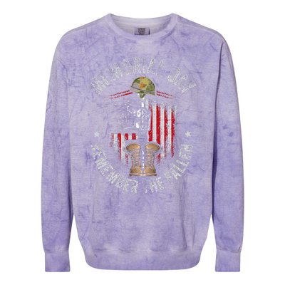 Memorial Day Remember The Fallen Veterans Day Veteran Colorblast Crewneck Sweatshirt