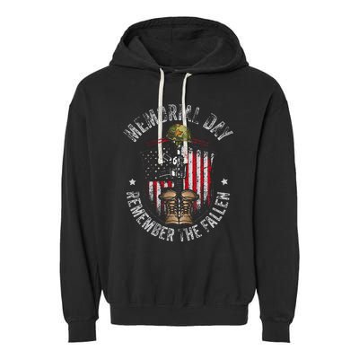 Memorial Day Remember The Fallen Veterans Day Veteran Garment-Dyed Fleece Hoodie