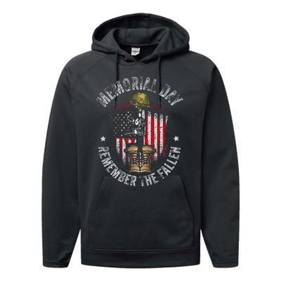 Memorial Day Remember The Fallen Veterans Day Veteran Performance Fleece Hoodie