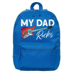 My Dad Rocks Gift Rock And Roll Electronic Rock Guitar Gift 16 in Basic Backpack