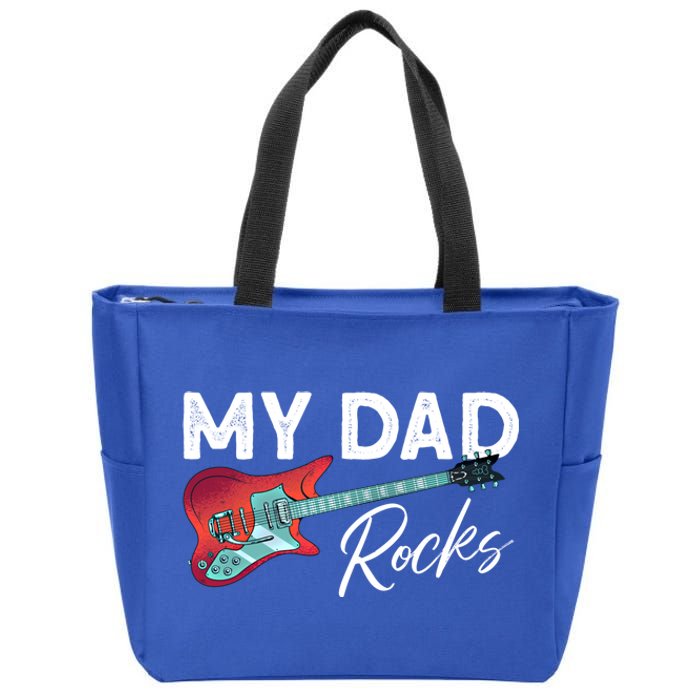 My Dad Rocks Gift Rock And Roll Electronic Rock Guitar Gift Zip Tote Bag