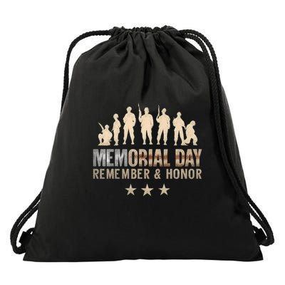 Memorial Day Remember & Honor Drawstring Bag
