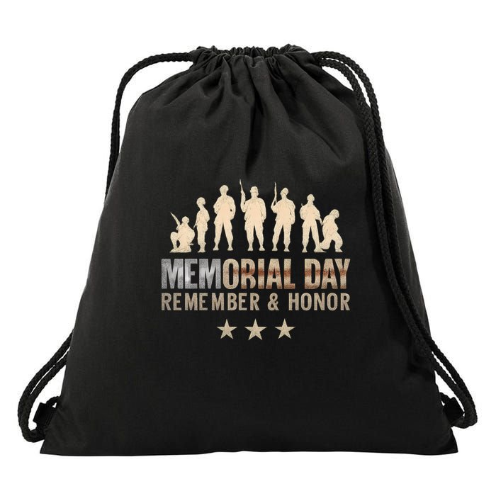 Memorial Day Remember & Honor Drawstring Bag