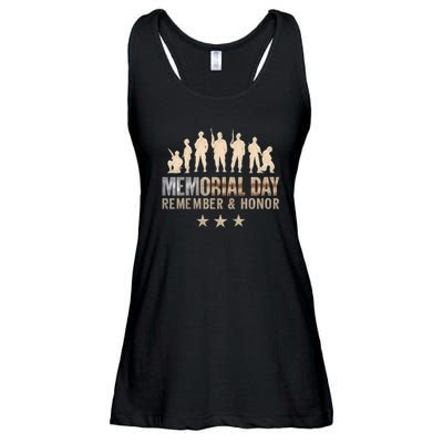 Memorial Day Remember & Honor Ladies Essential Flowy Tank