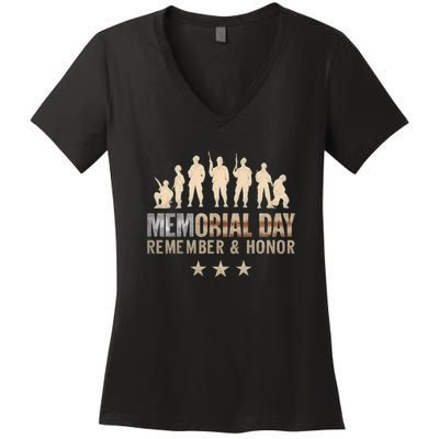 Memorial Day Remember & Honor Women's V-Neck T-Shirt