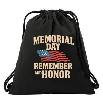 Memorial Day - Remember and Honor Drawstring Bag