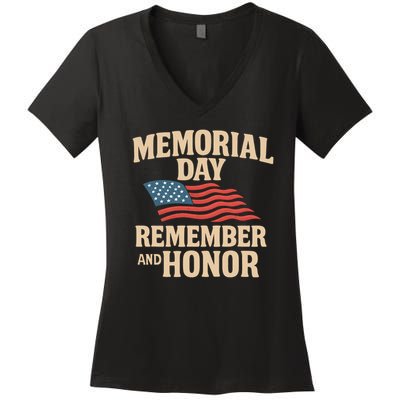 Memorial Day - Remember and Honor Women's V-Neck T-Shirt