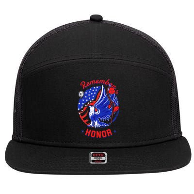 Memorial Day Remember & Honor 7 Panel Mesh Trucker Snapback Hat