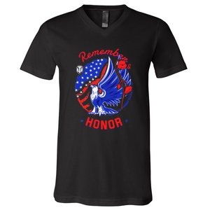 Memorial Day Remember & Honor V-Neck T-Shirt