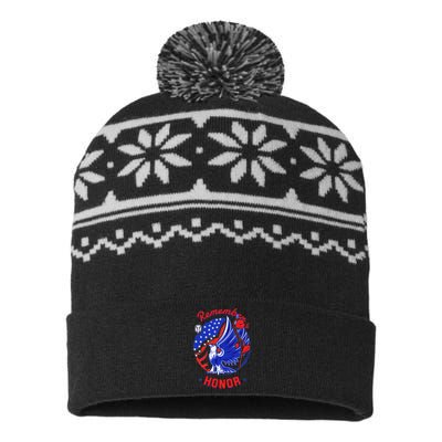 Memorial Day Remember & Honor USA-Made Snowflake Beanie