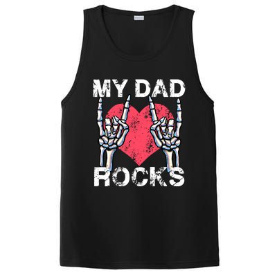 My Dad Rocks Lets Rock Rock And Roll Vintage Retro Daddy Concert Funny Gift PosiCharge Competitor Tank