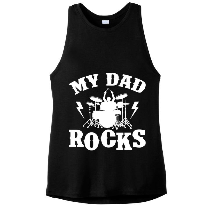 My Dad Rocks Percussionist Drummer Musician Metal Band Drums Gift Ladies PosiCharge Tri-Blend Wicking Tank