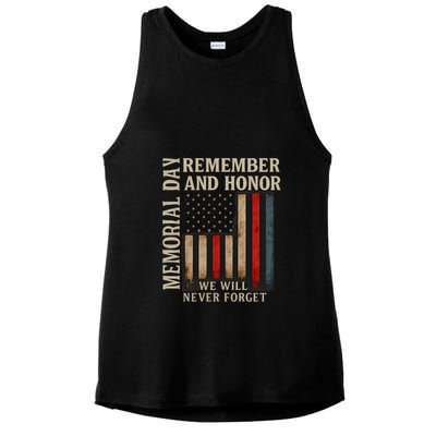 Memorial Day Remember and Honor Ladies PosiCharge Tri-Blend Wicking Tank