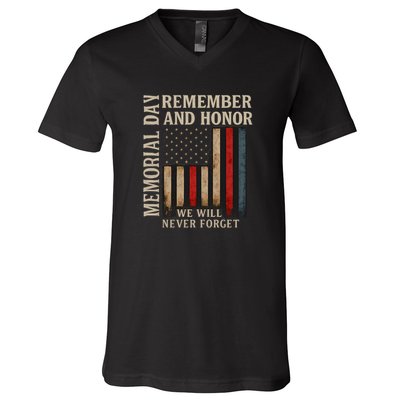 Memorial Day Remember and Honor V-Neck T-Shirt