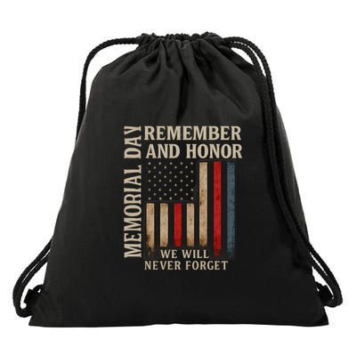 Memorial Day Remember and Honor Drawstring Bag