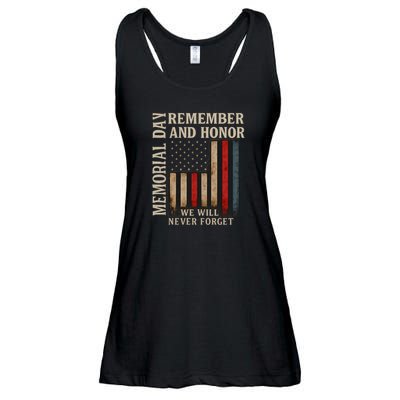 Memorial Day Remember and Honor Ladies Essential Flowy Tank