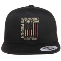 Memorial Day Remember and Honor Flat Bill Trucker Hat
