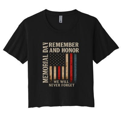Memorial Day Remember and Honor Women's Crop Top Tee