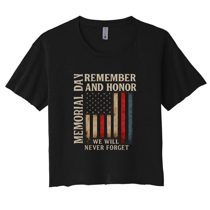 Memorial Day Remember and Honor Women's Crop Top Tee