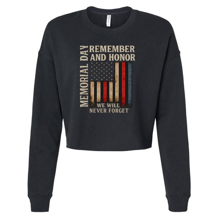 Memorial Day Remember and Honor Cropped Pullover Crew