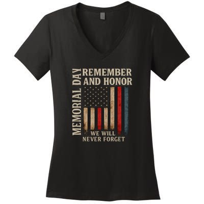 Memorial Day Remember and Honor Women's V-Neck T-Shirt