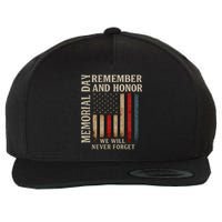 Memorial Day Remember and Honor Wool Snapback Cap