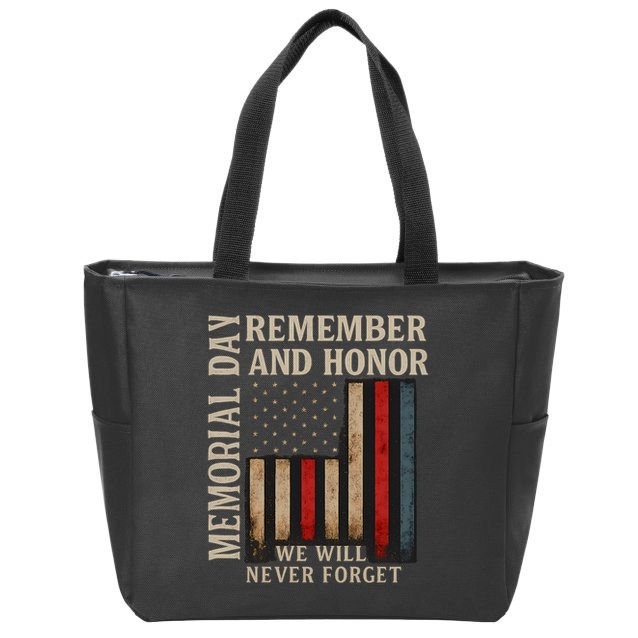 Memorial Day Remember and Honor Zip Tote Bag