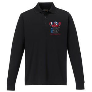 Memorial Day Retro Patriotic American Performance Long Sleeve Polo