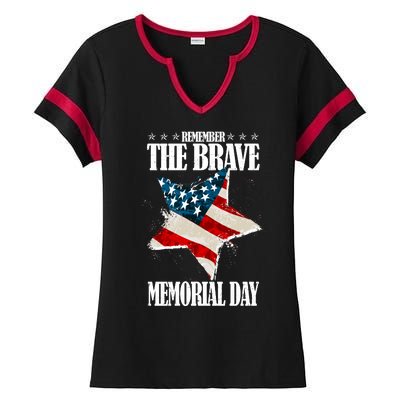 Memorial Day Remember The Brave Ladies Halftime Notch Neck Tee