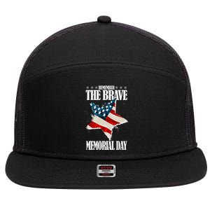 Memorial Day Remember The Brave 7 Panel Mesh Trucker Snapback Hat