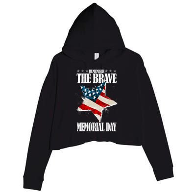 Memorial Day Remember The Brave Crop Fleece Hoodie