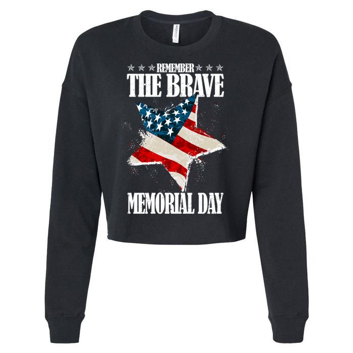 Memorial Day Remember The Brave Cropped Pullover Crew