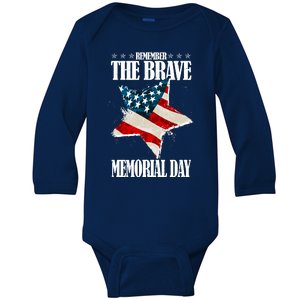 Memorial Day Remember The Brave Baby Long Sleeve Bodysuit