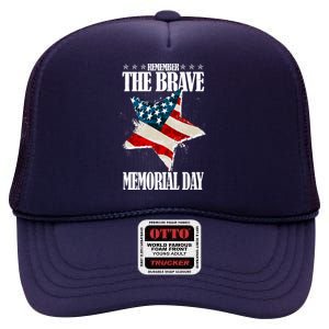 Memorial Day Remember The Brave High Crown Mesh Back Trucker Hat